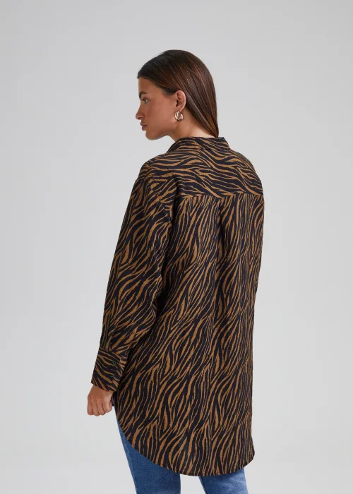 JDY Barbara Brown Zebra Print Shirt - Size 8 Image 2