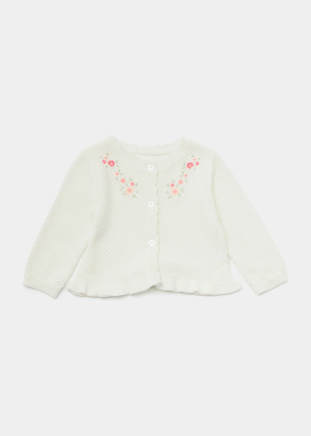 Baby Cream Embroidered Knitted Cardigan (Newborn-23mths) - 0-3 months Image 1