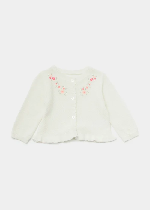 Baby Cream Embroidered Knitted Cardigan (Newborn-23mths) - 0-3 months Image 1