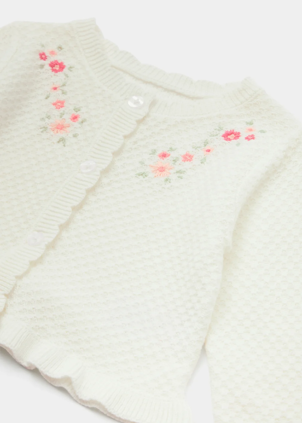 Baby Cream Embroidered Knitted Cardigan (Newborn-23mths) - 0-3 months Image 2