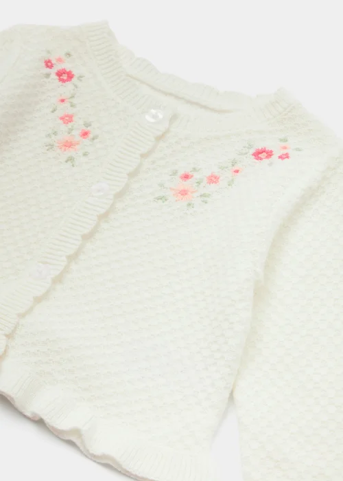 Baby Cream Embroidered Knitted Cardigan (Newborn-23mths) - 0-3 months Image 2