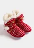 Red Metallic Fair Isle Slipper Boots - Small Image 1