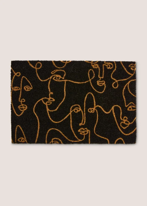 Monochrome Faces Doormat (60cm x 40cm) Image 1