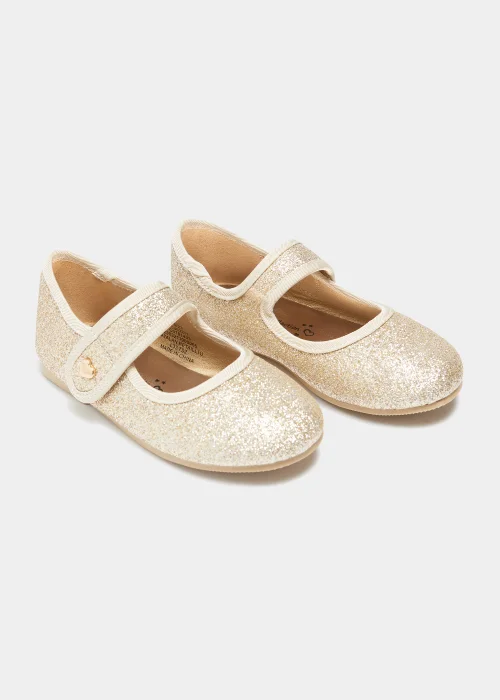 Girls Gold Glitter Ballet Flats (Younger 4-Older 2) - Size 1 Image 1