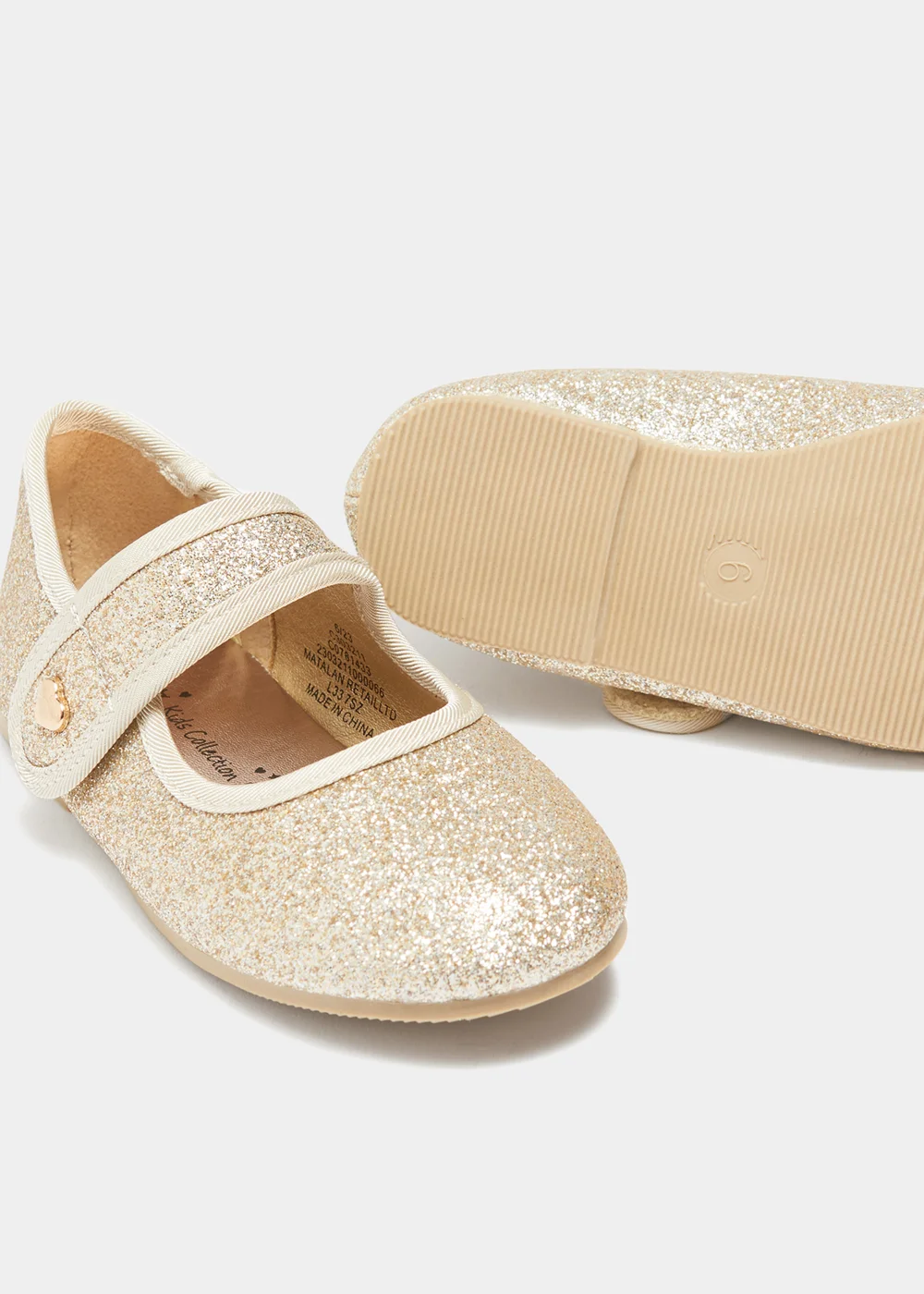 Girls Gold Glitter Ballet Flats (Younger 4-Older 2) - Size 1 Image 2