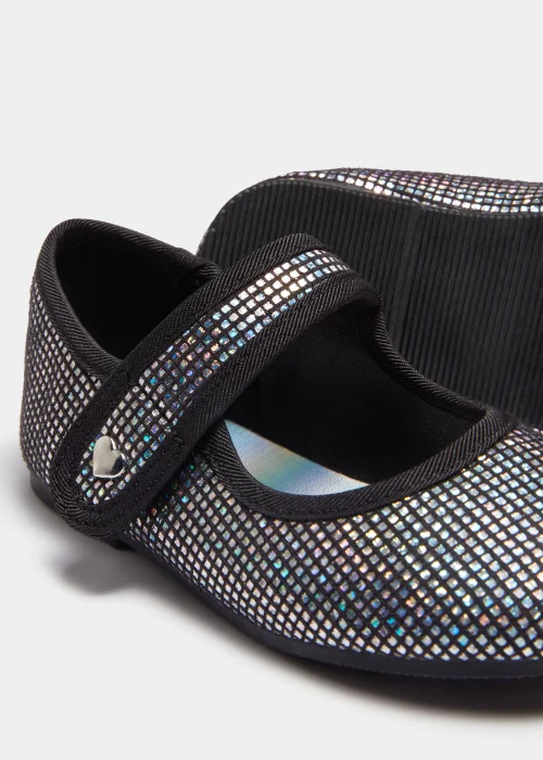 Girls Black & Silver Disco Ballet Flats (Younger 4-Older 2) - Size 1 Image 2
