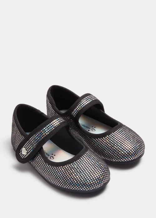 Girls Black & Silver Disco Ballet Flats (Younger 4-Older 2) - Size 1 Image 1