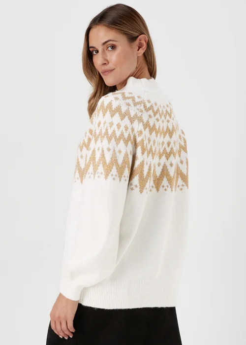 Cream Metallic Fair Isle Jumper - XS Image 2