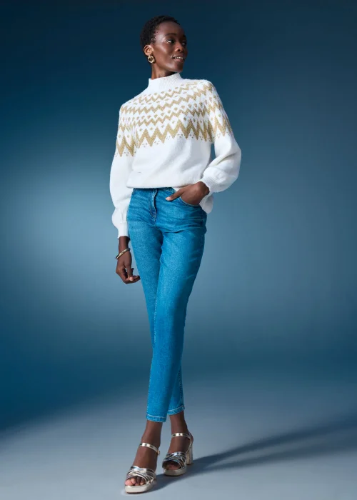 Cream Metallic Fair Isle Jumper - XS Image 7