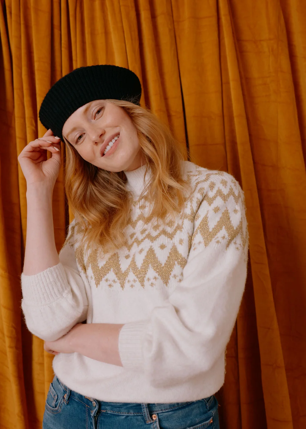 Cream Metallic Fair Isle Jumper - XS Image 6