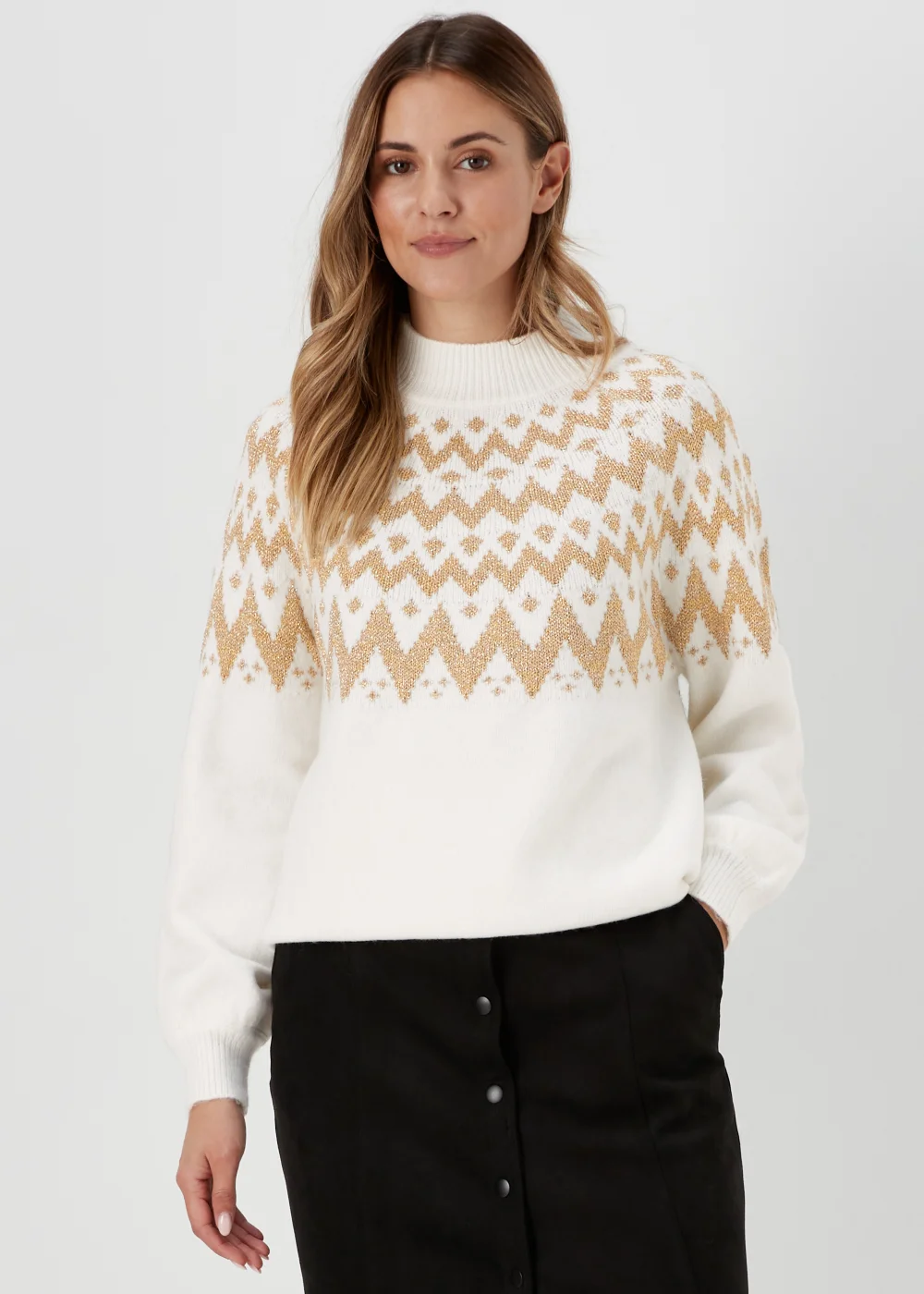 Cream Metallic Fair Isle Jumper - XS Image 1