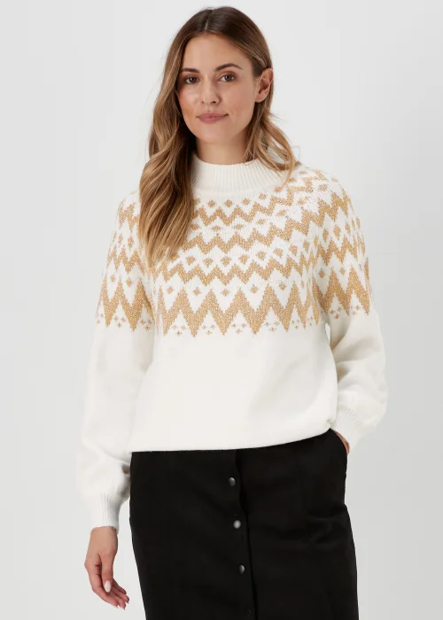 Cream Metallic Fair Isle Jumper - XS Image 1