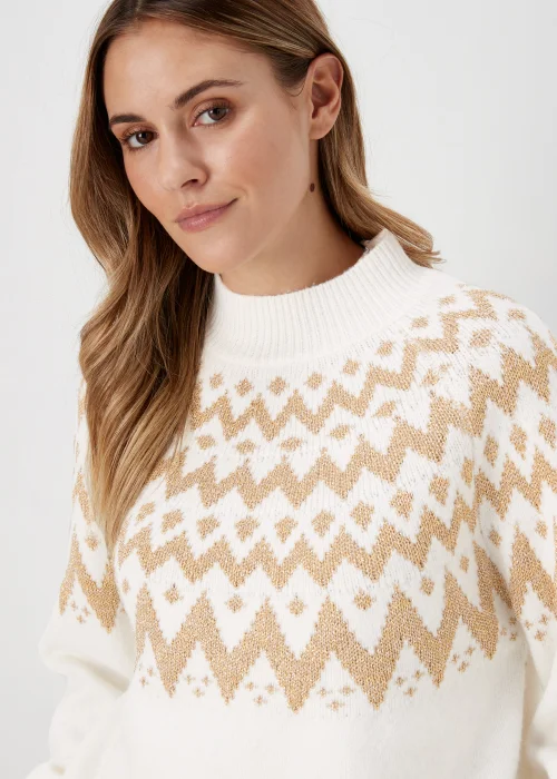 Cream Metallic Fair Isle Jumper - XS Image 3