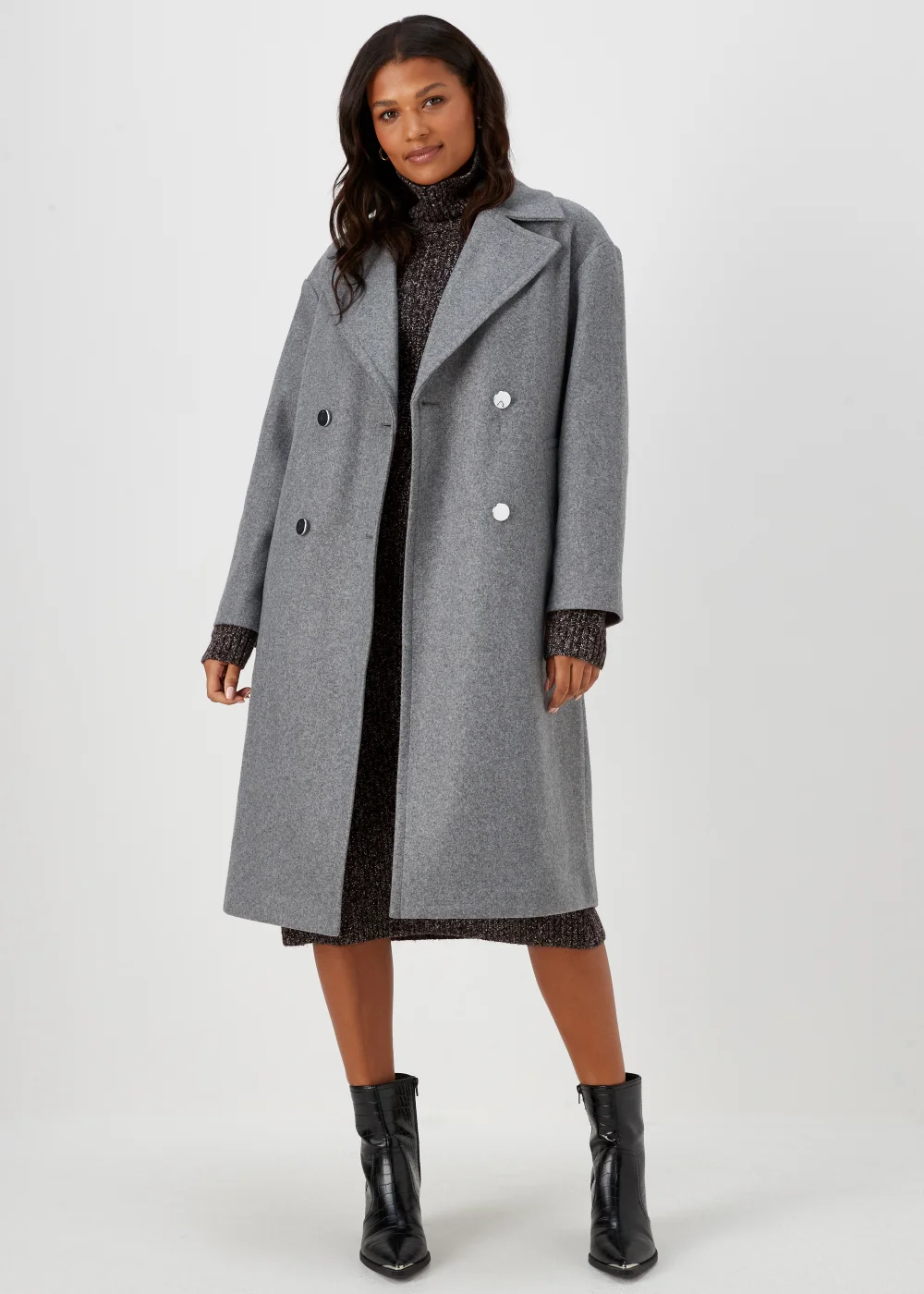Charcoal Twist Yarn Roll Neck Dress - XS Image 4