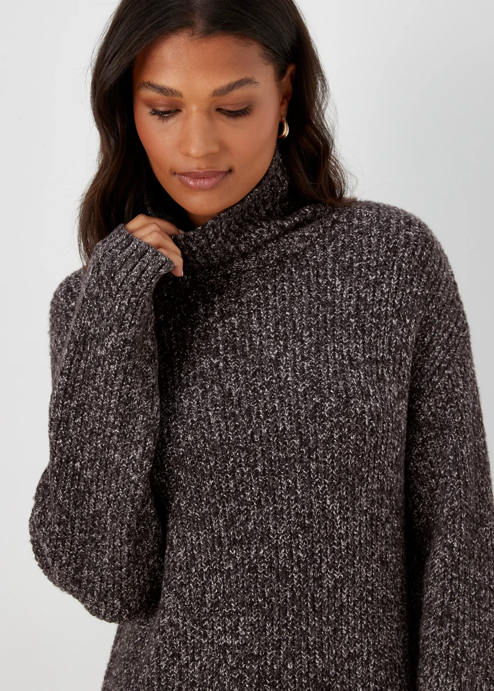 Charcoal Twist Yarn Roll Neck Dress - XS Image 3