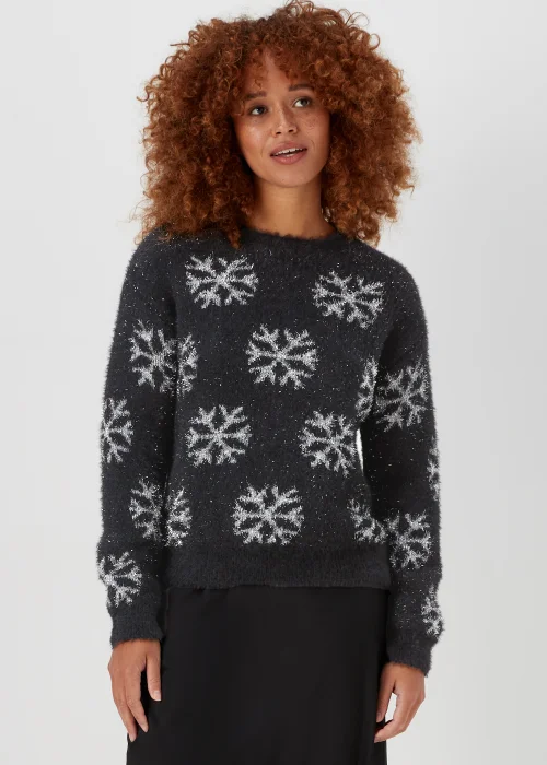 Black Christmas Snowflake Jumper - XS Image 1