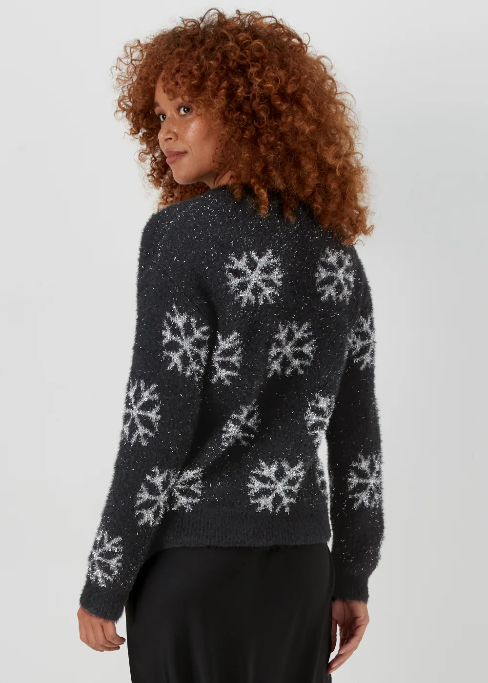 Black Christmas Snowflake Jumper - XS Image 2