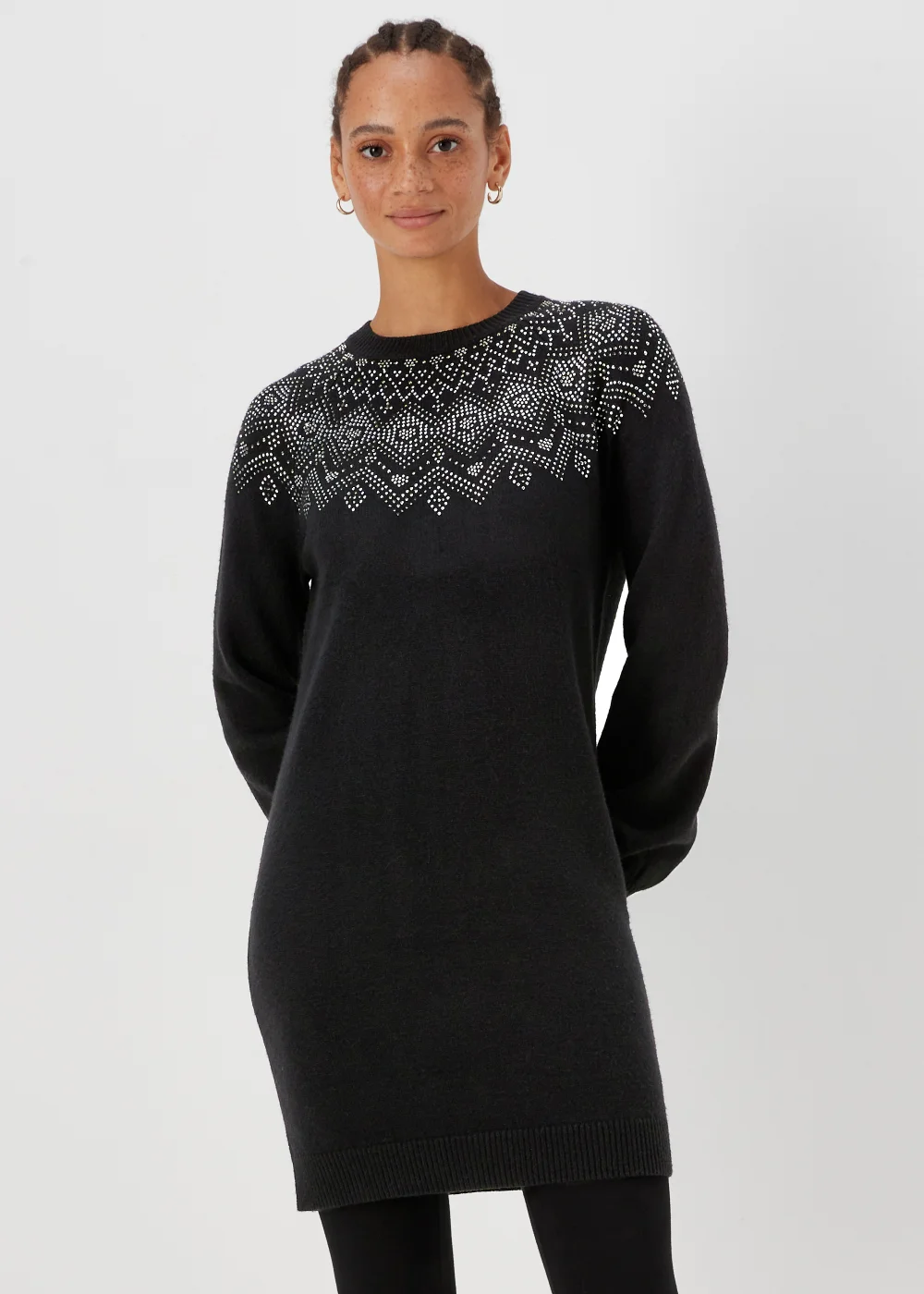 Black Sparkle Yoke Tunic Dress - XS Image 1