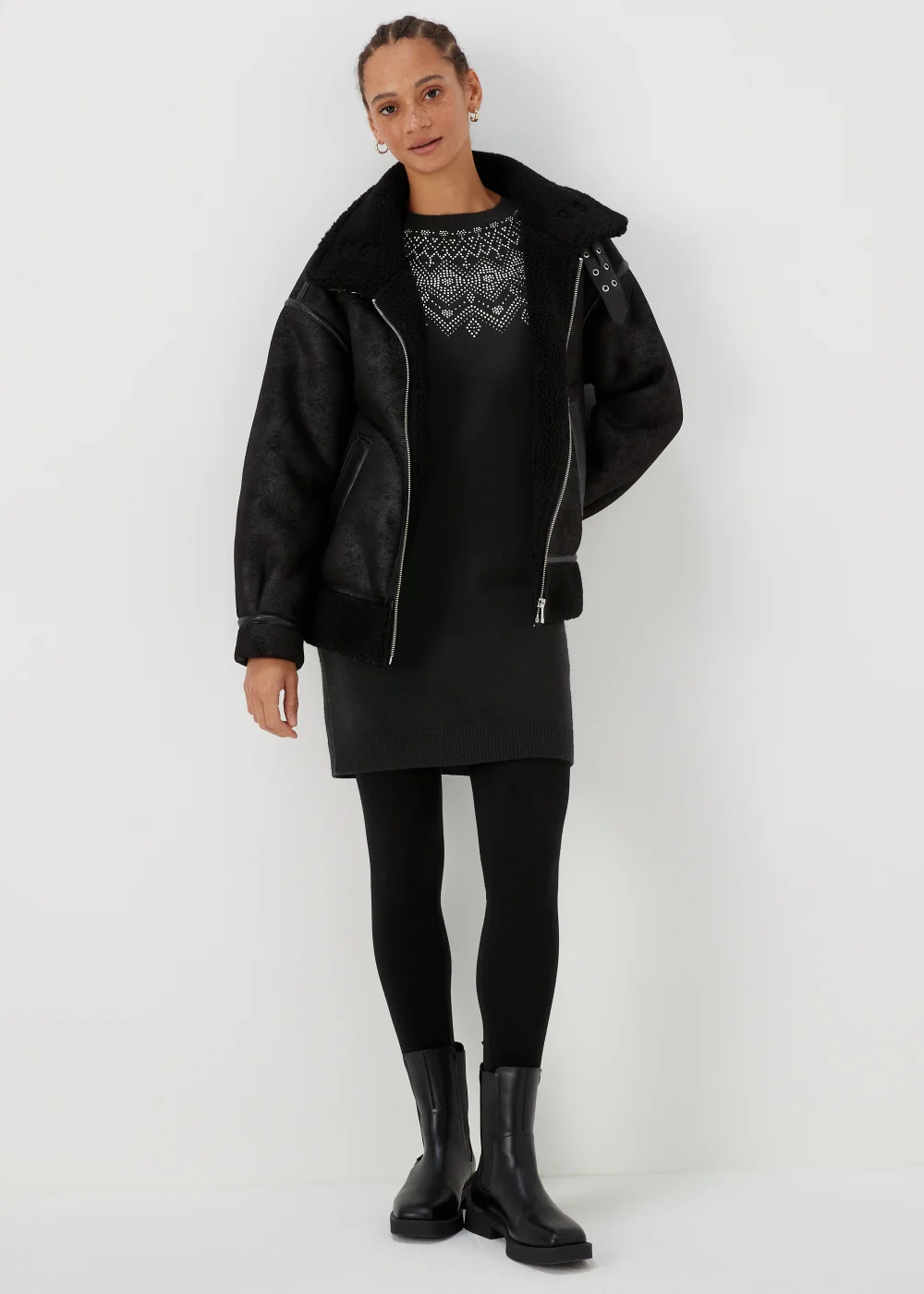 Black Sparkle Yoke Tunic Dress - XS Image 4