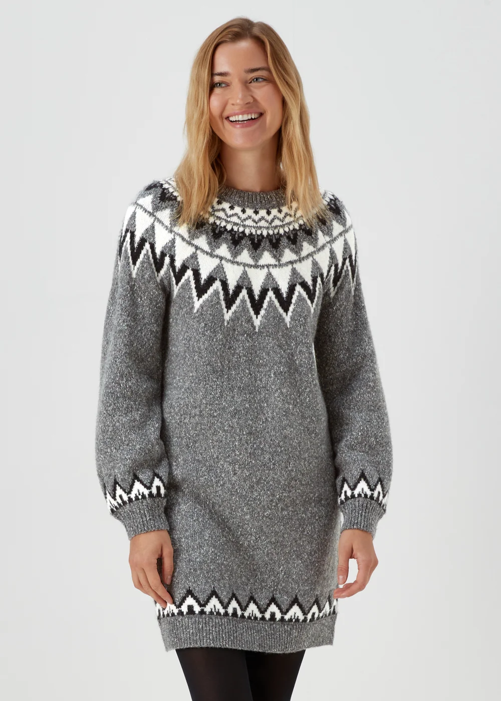 Charcoal Fair Isle Sparkle Tunic Dress - XS Image 1