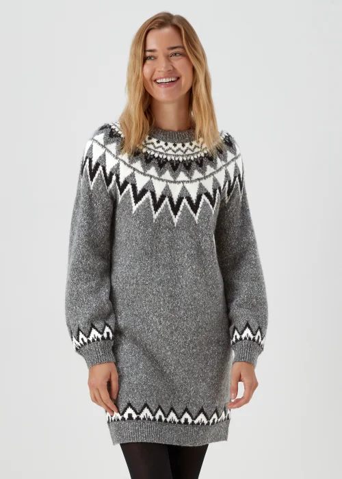 Charcoal Fair Isle Sparkle Tunic Dress - XS Image 1