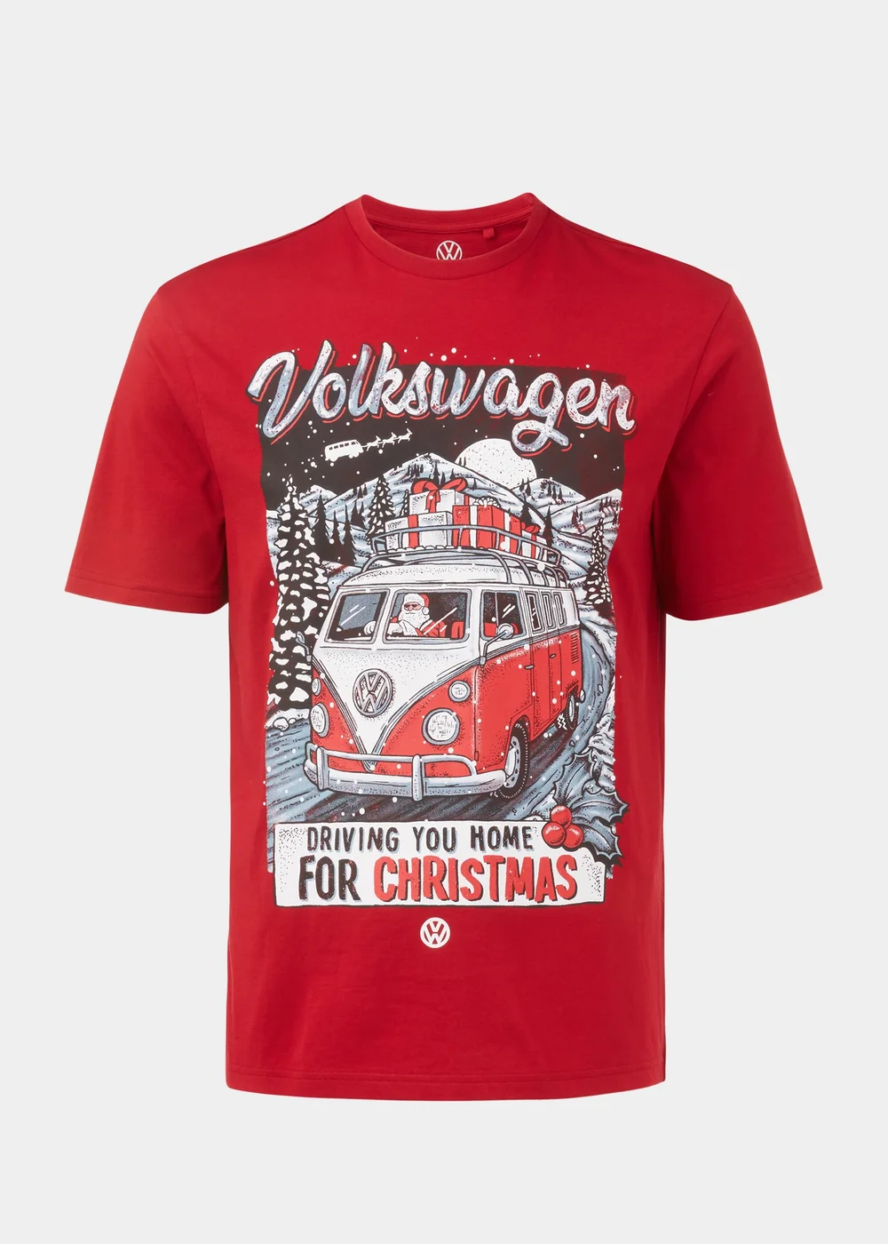 Red Volkswagen Christmas T-Shirt - Small Image 5
