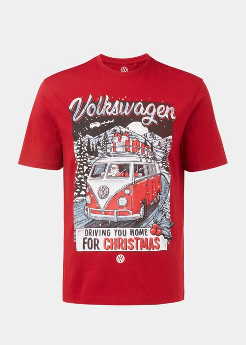 Red Volkswagen Christmas T-Shirt - Small Image 5