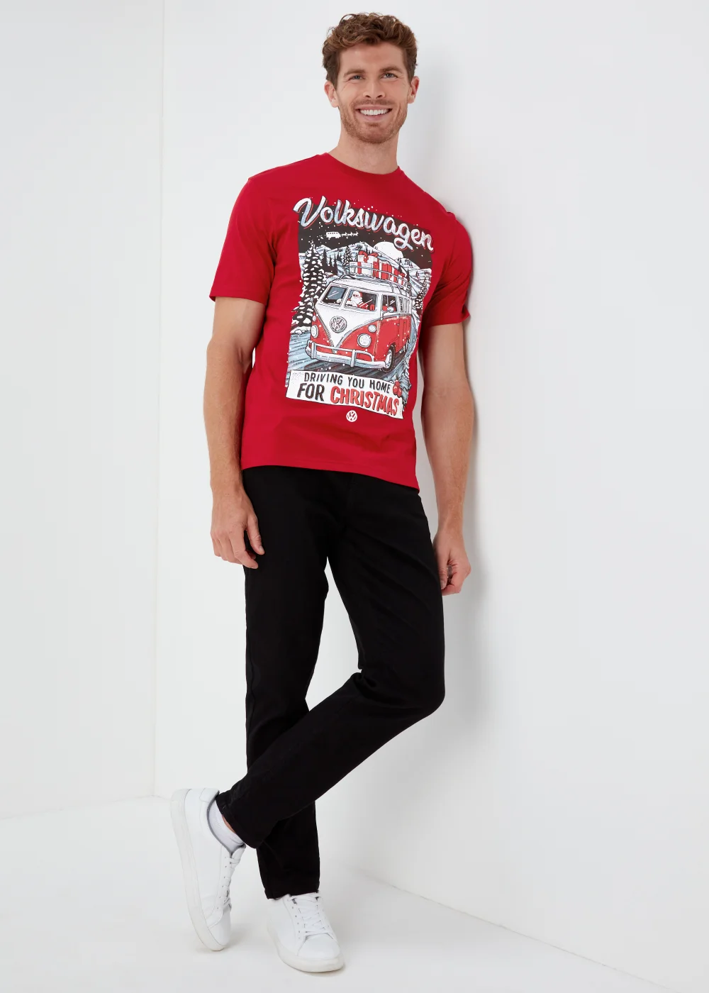 Red Volkswagen Christmas T-Shirt - Small Image 4