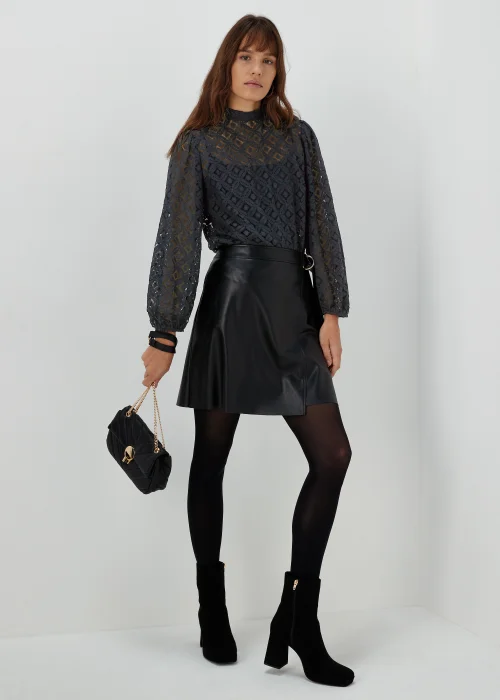 Et Vous Black Lace High Neck Top - Size 8 Image 4