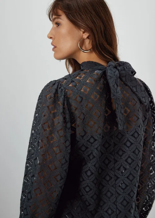 Et Vous Black Lace High Neck Top - Size 8 Image 3