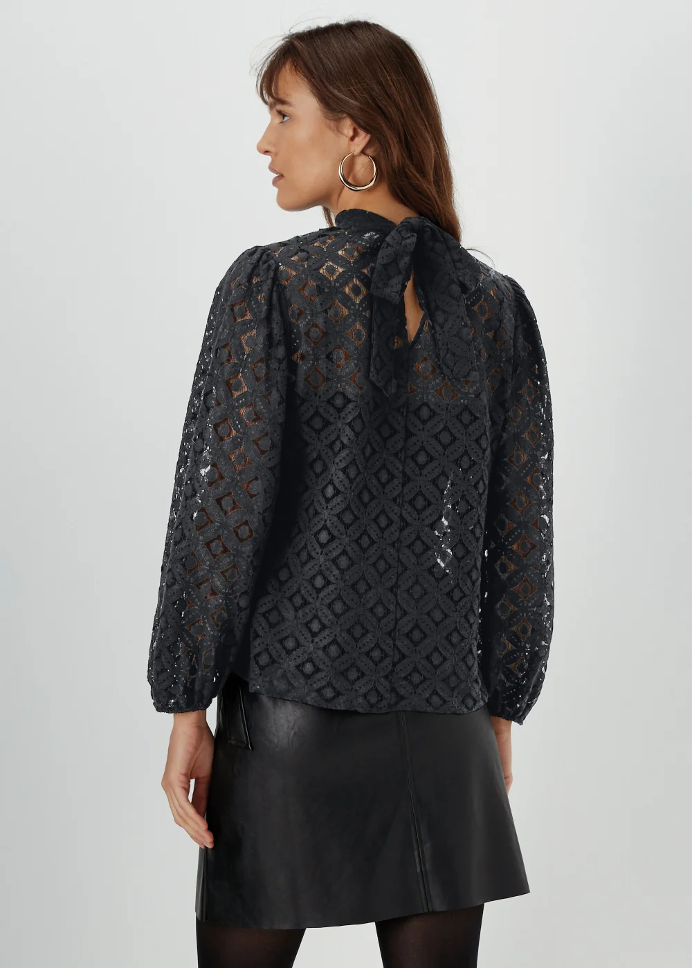 Et Vous Black Lace High Neck Top - Size 8 Image 2