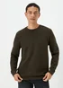 Khaki Textured Crewneck Sweatshirt - Small Image 1