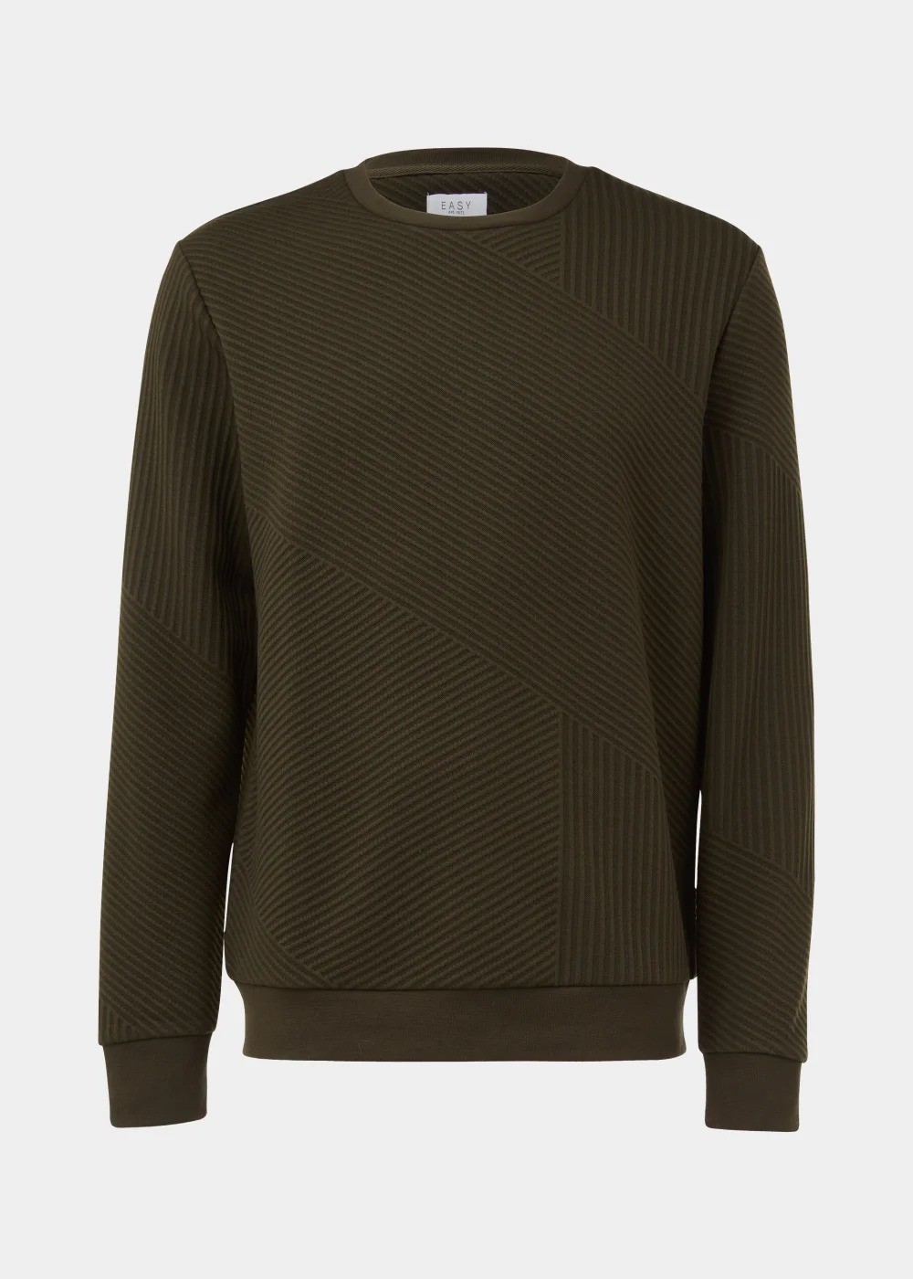 Khaki Textured Crewneck Sweatshirt - Small Image 5