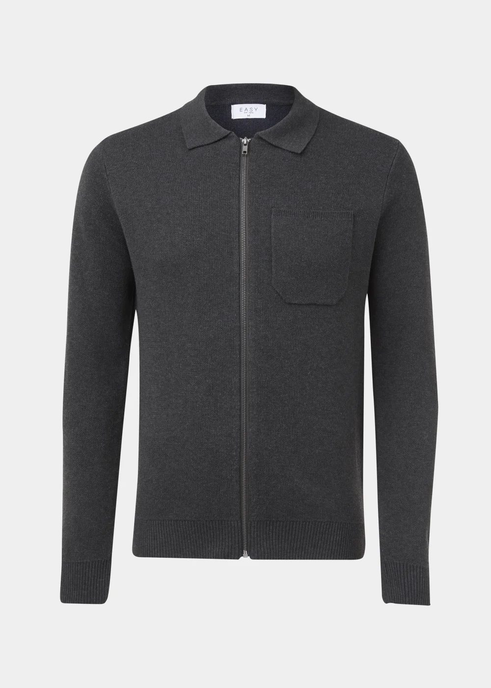 Grey Zip Up Shirt Collar Cardigan - S Image 5