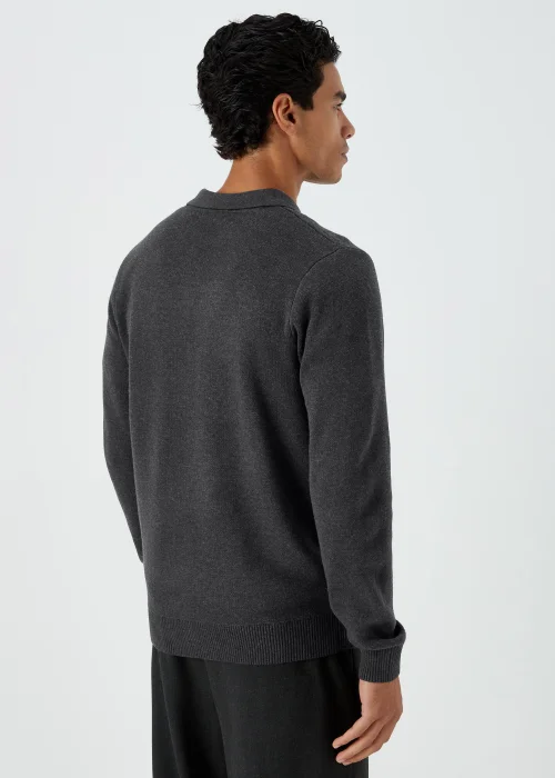 Grey Zip Up Shirt Collar Cardigan - S Image 2