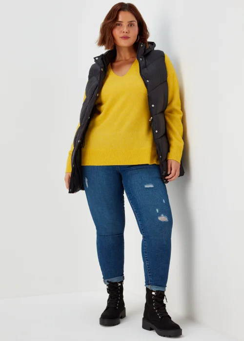 Papaya Curve Yellow V-Neck Jumper - 18-20 Image 4