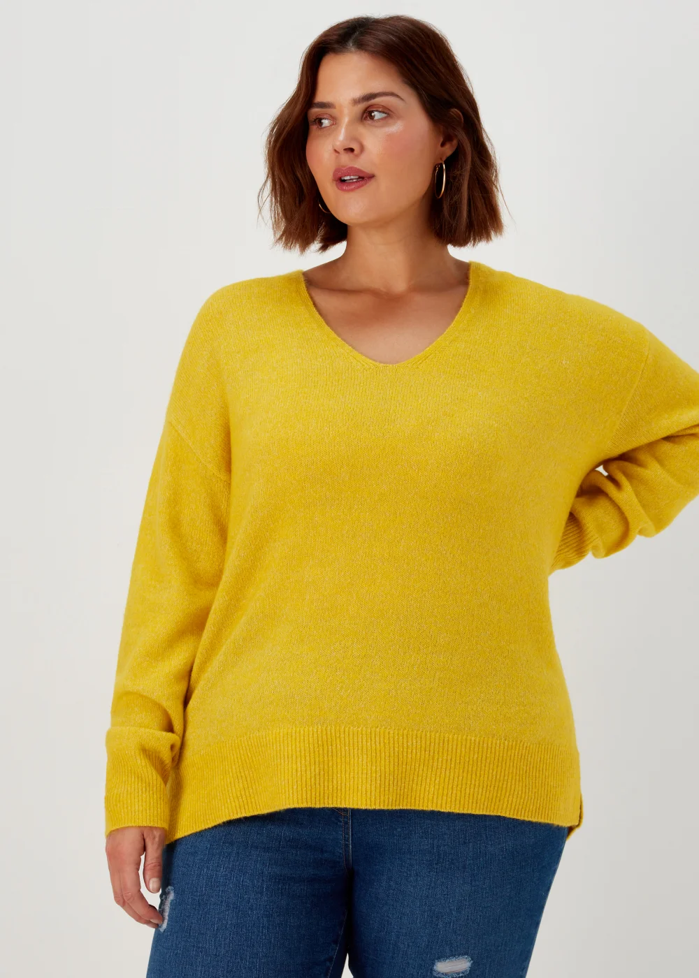 Papaya Curve Yellow V-Neck Jumper - 18-20 Image 1