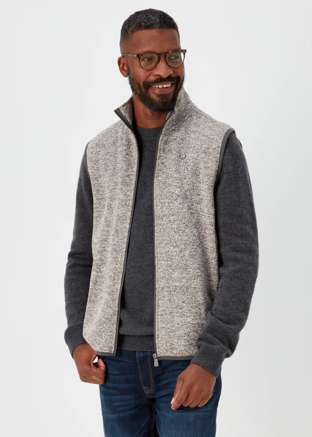 Lincoln Grey Textured Snit Gilet - S Image 1