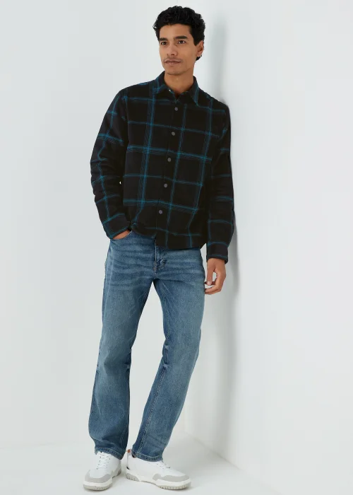 Black Check Cord Fleece Overshirt - S Image 4