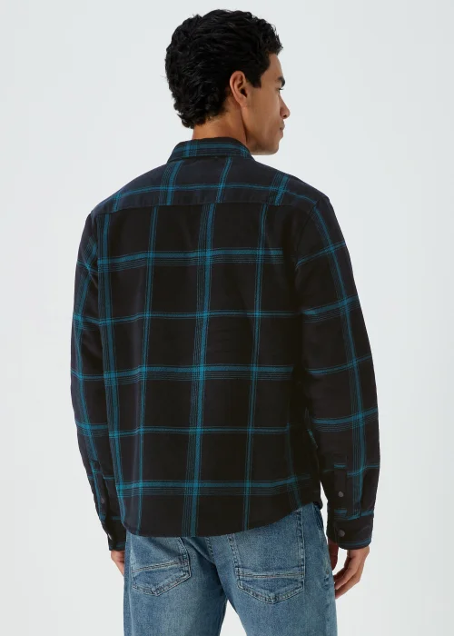 Black Check Cord Fleece Overshirt - S Image 2