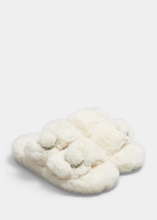 Girls Cream Double Strap Jewel Slippers (Younger 10-Older 5) - Size 1 Image 1