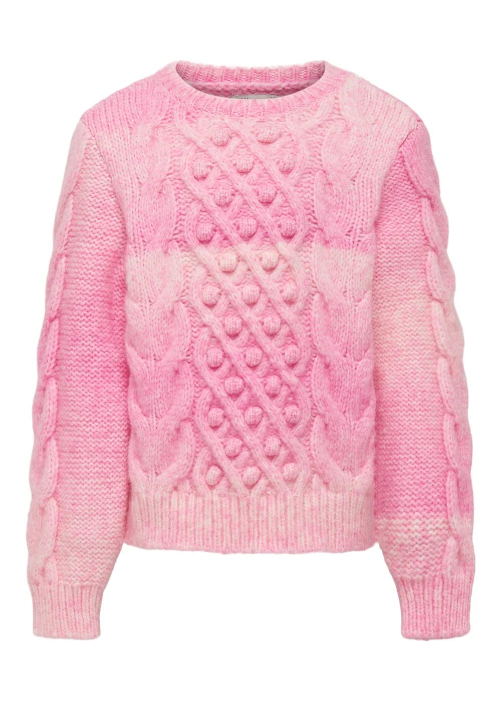 ONLY Girls Pink Cable Knit Long Sleeve Jumper (5-14yrs) - Age 7 - 8 Years Image 1