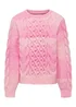 ONLY Girls Pink Cable Knit Long Sleeve Jumper (5-14yrs) - Age 7 - 8 Years Image 1