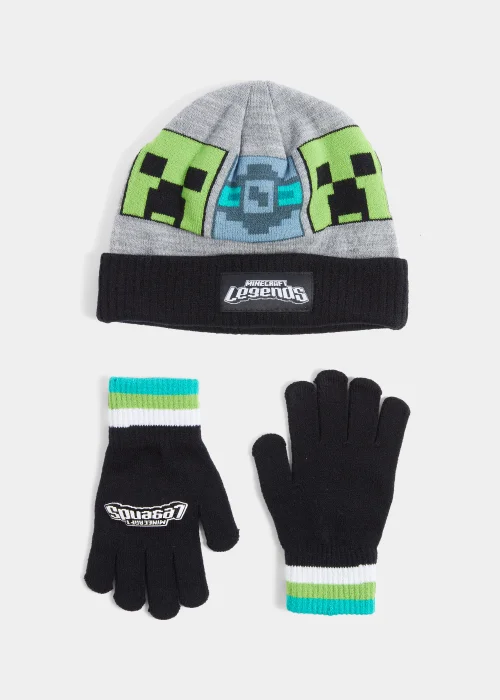 Kids Multicoloured Minecraft Legends Beanie Hat & Gloves Set (3-10yrs) - Age 3 - 6 Years Image 1
