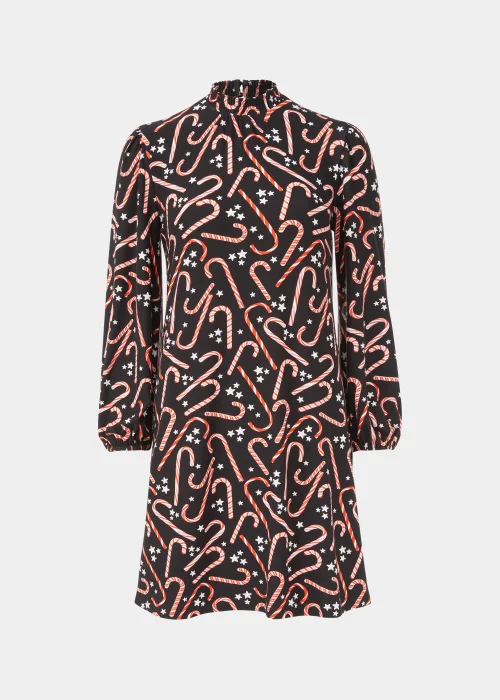 Black Super Soft Christmas Candy Cane Mini Dress - 8 Image 5