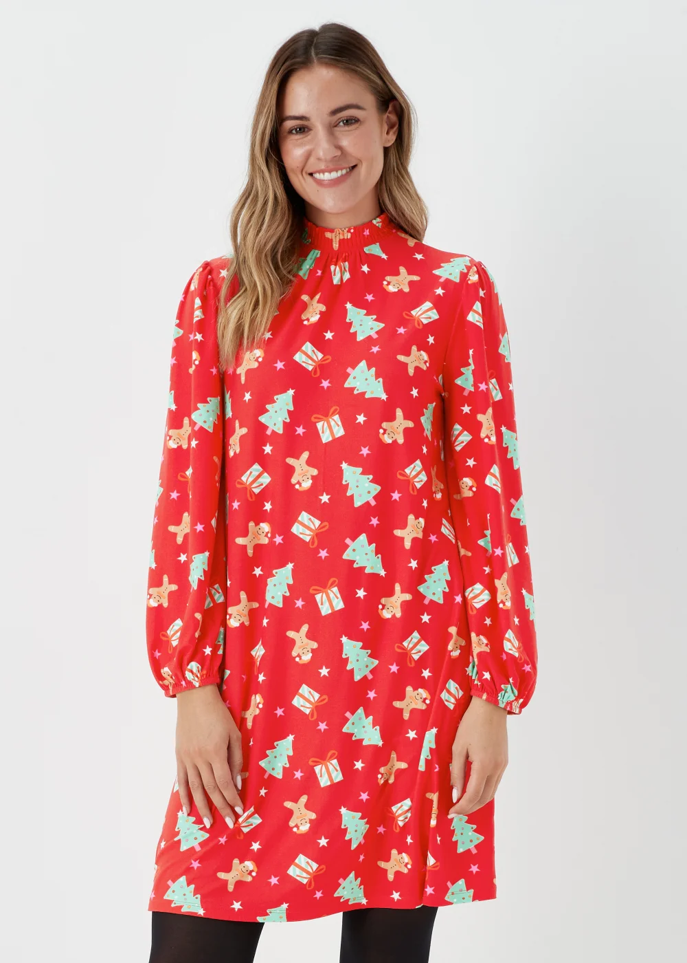 Red Super Soft Christmas Icons Mini Dress - 8 Image 1