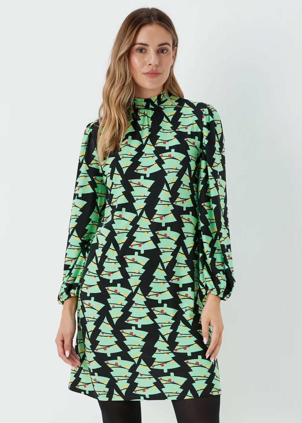 Black Super Soft Christmas Tree Mini Dress - 8 | Matalan Black Super Soft Christmas Tree Mini Dress - 8 | Matalan