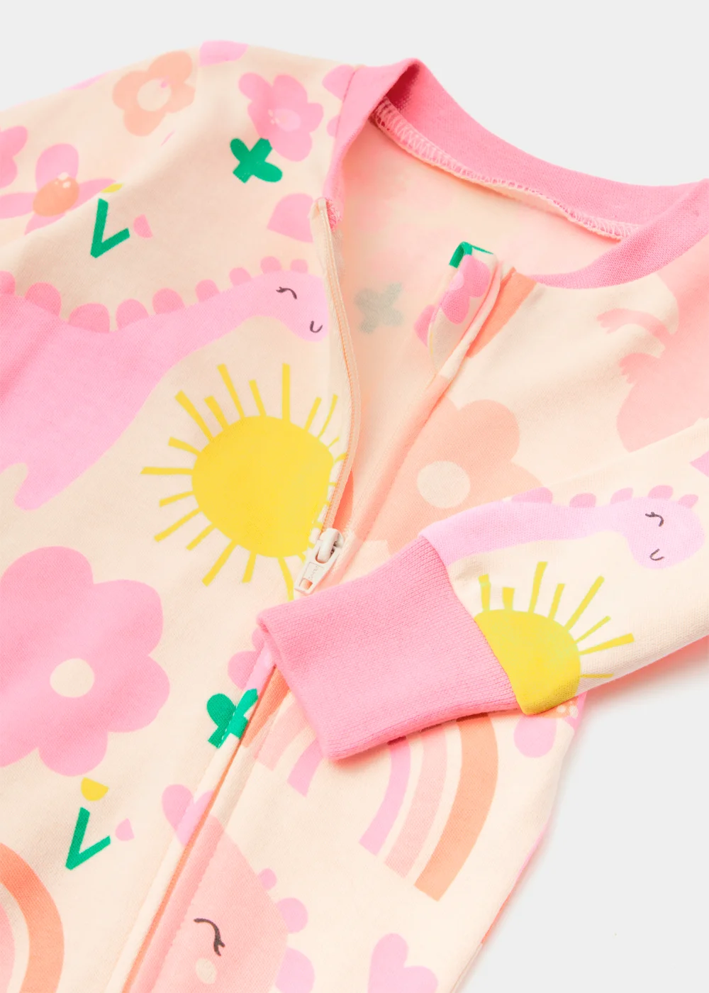 Baby Pink Dinosaur Footless Sleepsuit (Newborn-18mths) - Newborn Image 2