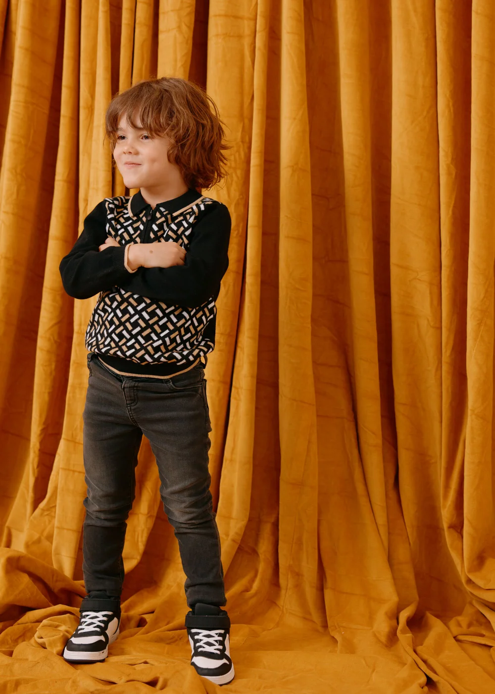 Boys Geo Knitted Long Sleeve Polo Shirt (9mths-4yrs) - Age 9 - 12 Months Image 3