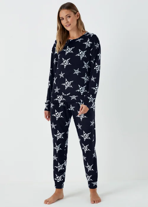 Navy Crystal Star Fleece Pyjama Set - Extra small Image 1